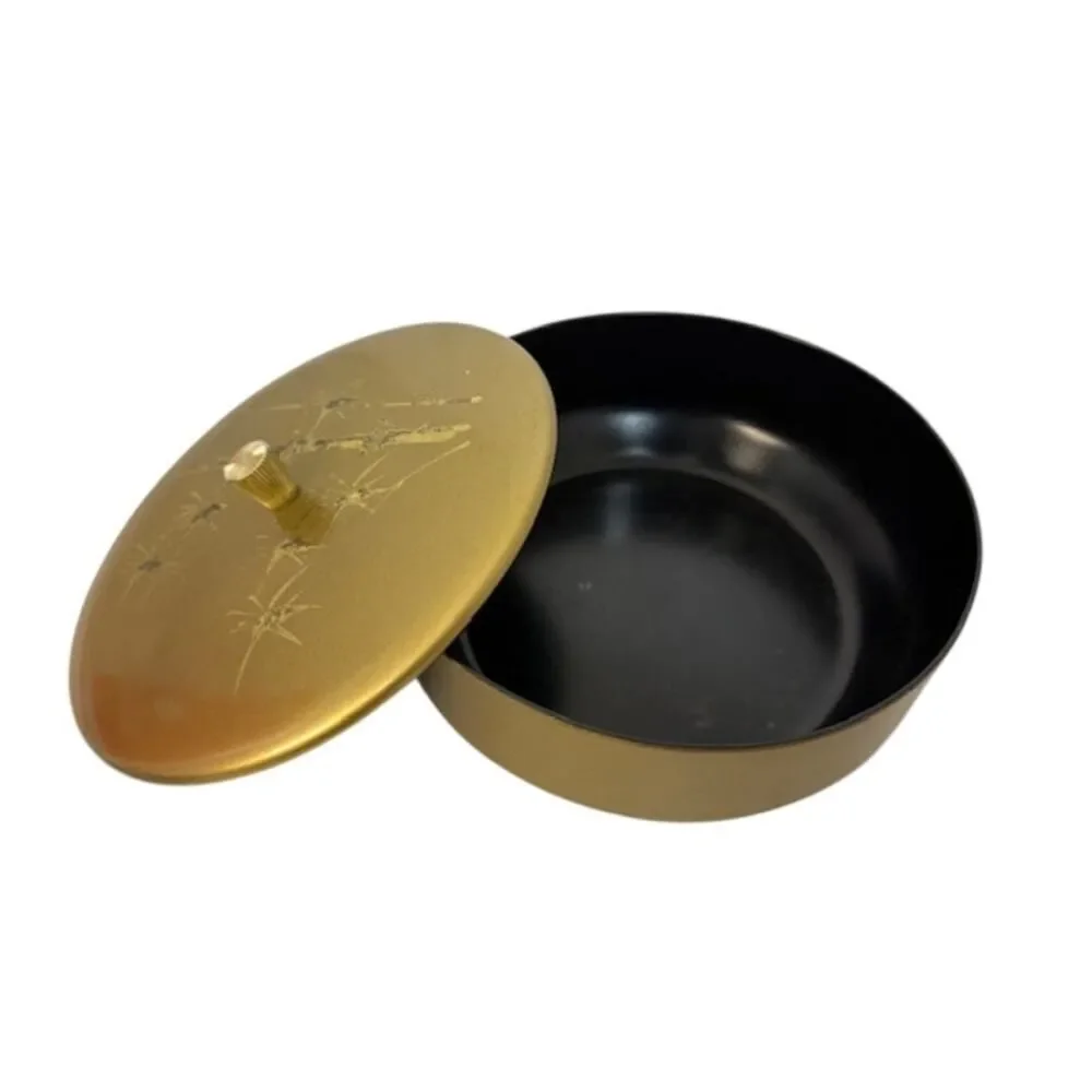 Vintage 1970s Otagiri gold lacquerware lidded bowl 7